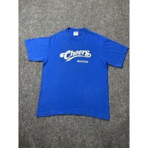 Mens T Shirt Cheers Boston 90s Graphic Blue Made in USA, Size L